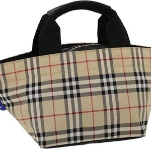 Burberry Beige Check Mini Tote with Black Handles